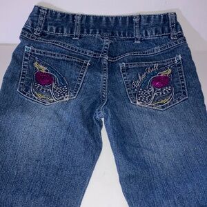 Disney Fairies Tinkerbell  Blue‎ Denim Bermuda Shorts with Embroidery